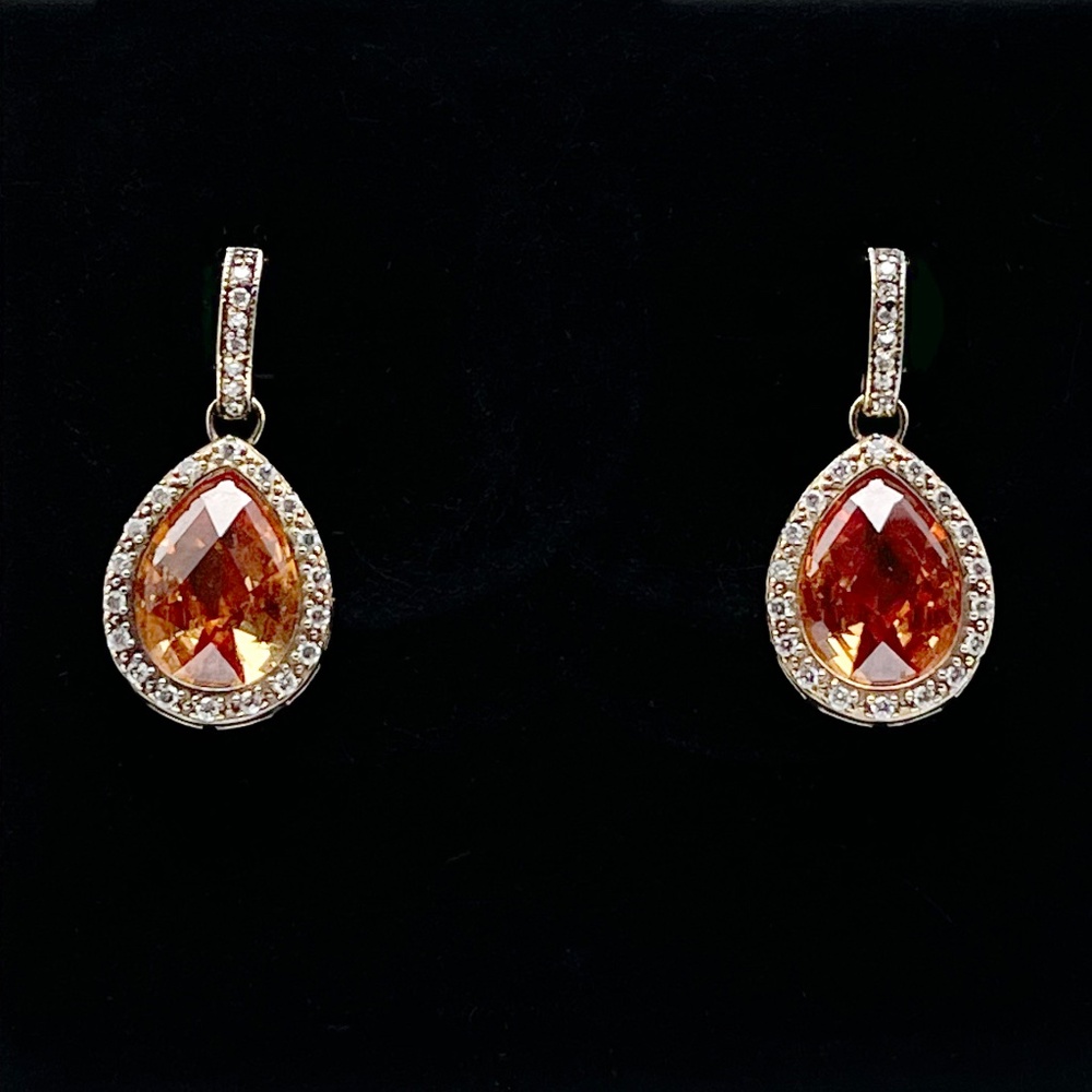 Belargo Auburn Crystal Earrings with Crystal Accents (925 FAS Sterling Silver) - Picture 4 of 4